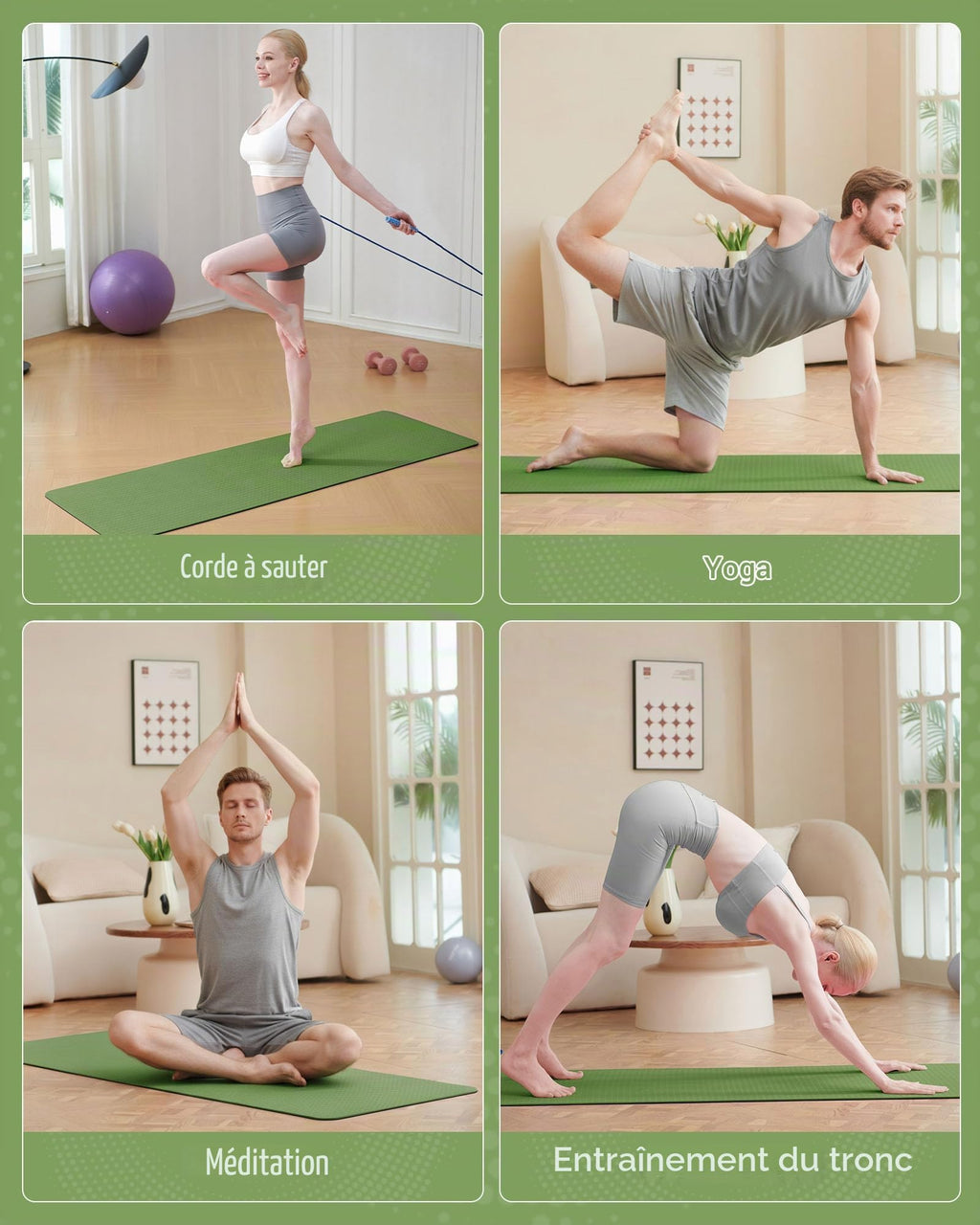 Good Nite Tapis de Yoga de Gymnastique de Exercice Fitness Tapis Fitness Antidérapant de Sport de Pilates avec Sangle de Transport 183 x 61 x 0,6 cm