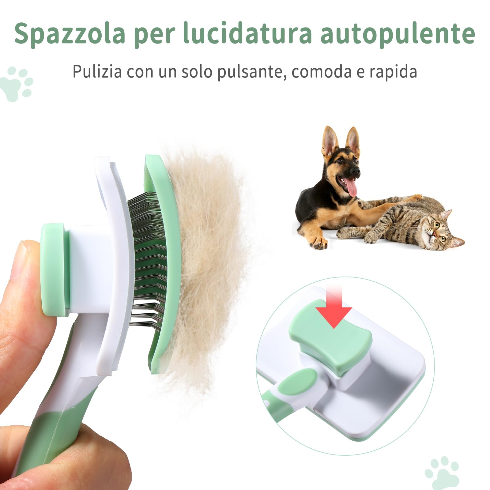 Brosse Autonettoyante Vinabo Chien & Chat – Poils Longs & Courts, Démêlané Doux