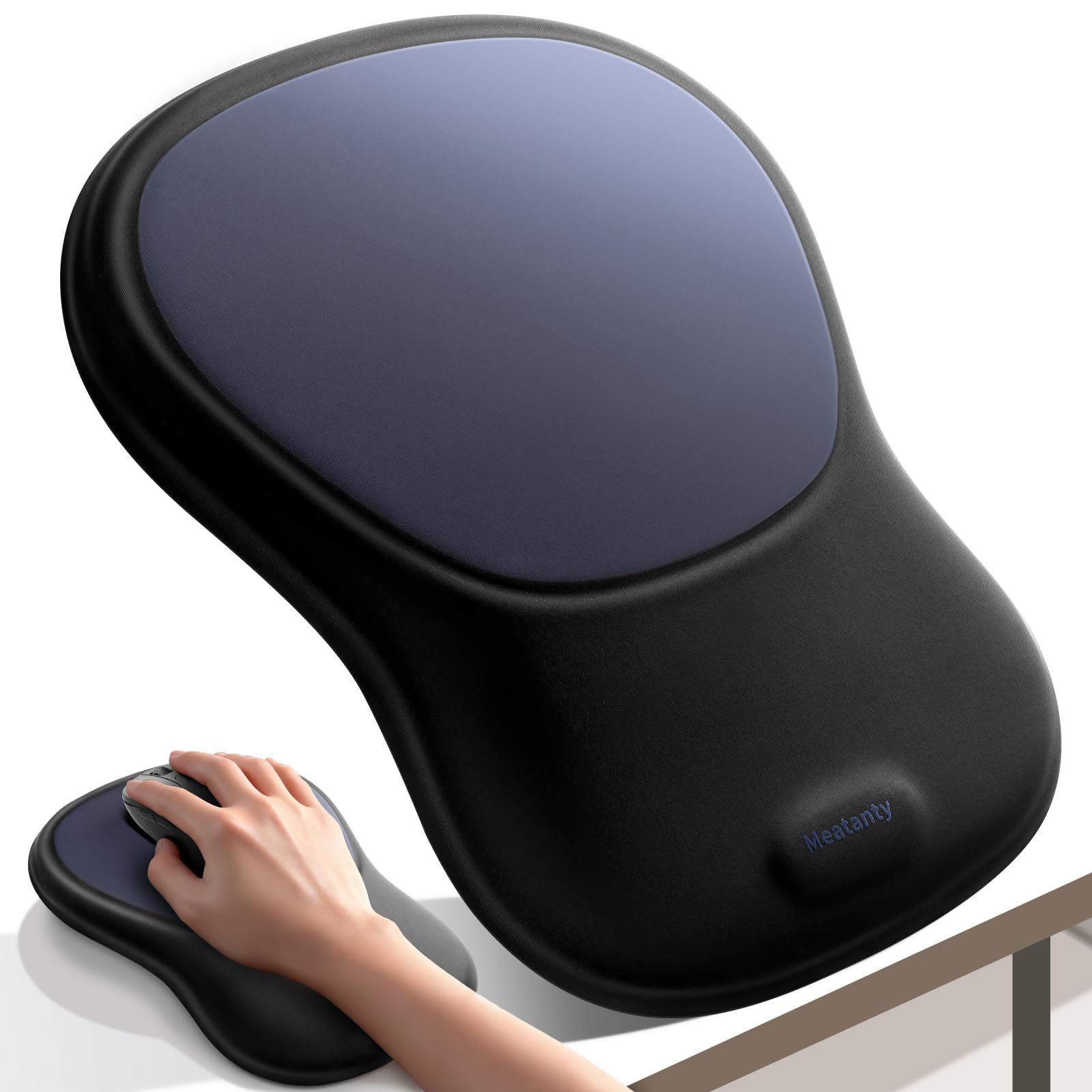 Meatanty Tapis de Souris Ergonomique avec Repose-Poignet en Mousse Mémoire – Antidérapant, Gaming & Bureau