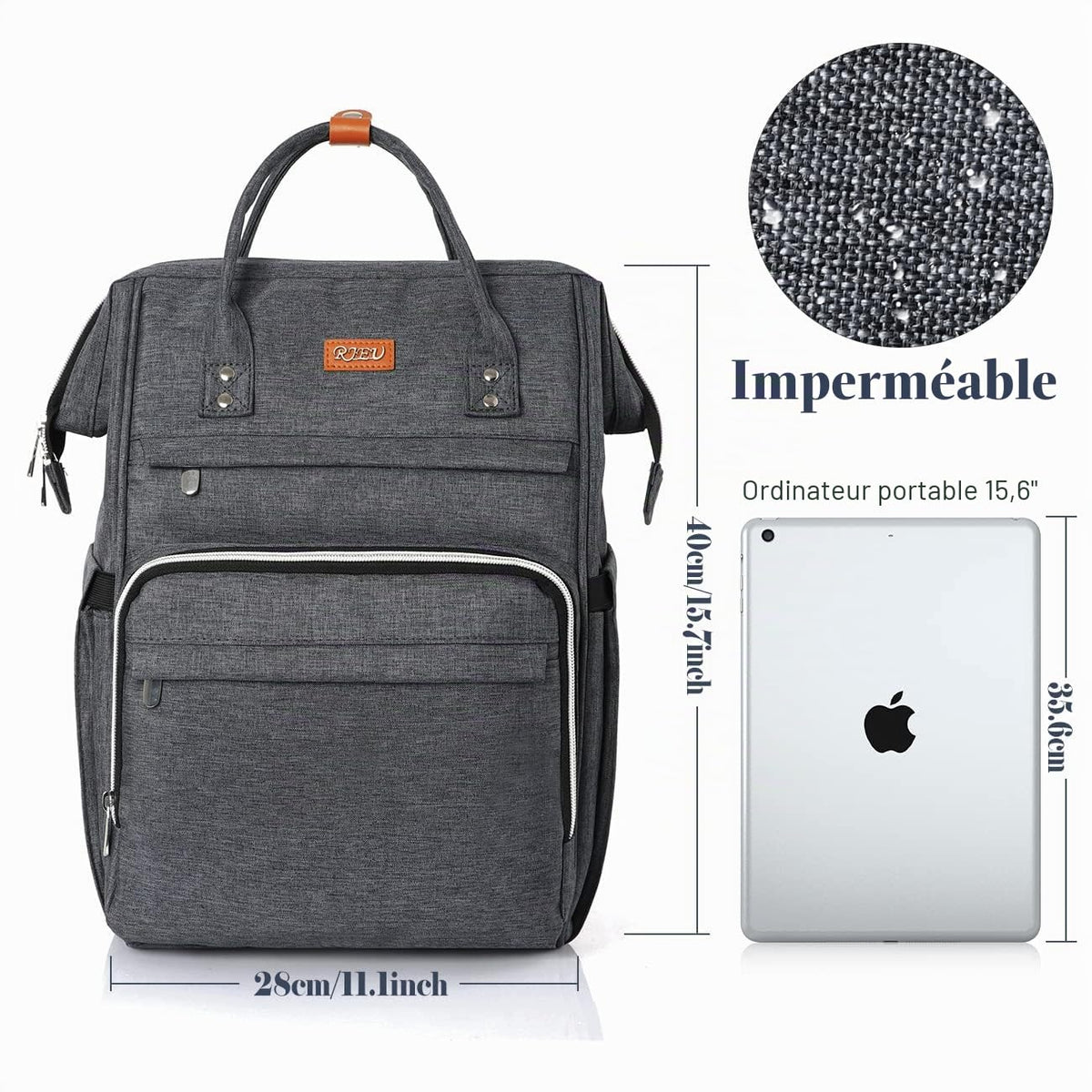 Sac à Dos Femme – Ordinateur Portable 15,6" & 17,3", Port USB, Poche RFID, Grande Capacité – École, Travail, Voyage