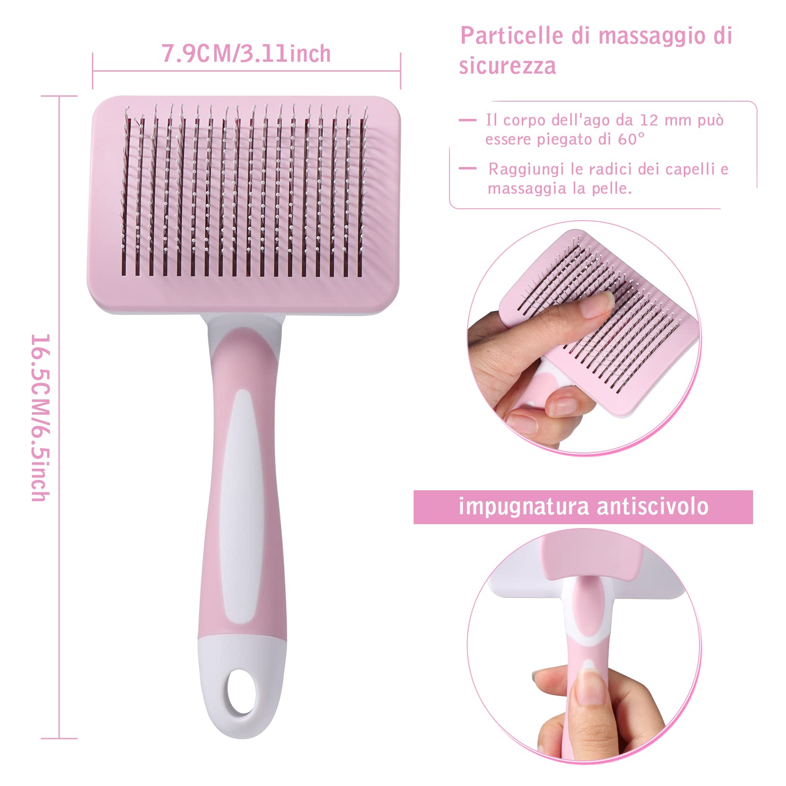 Brosse Autonettoyante Vinabo Chien & Chat – Poils Longs & Courts, Démêlané Doux