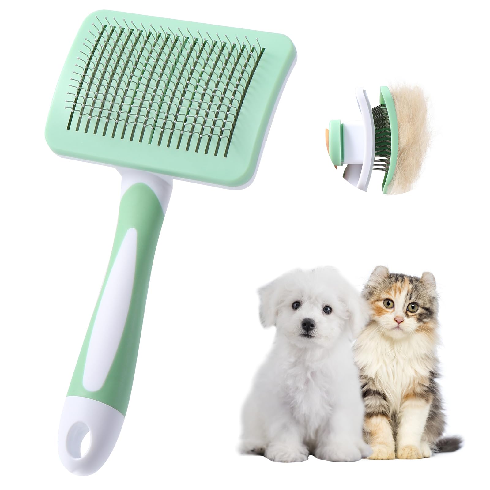 Brosse Autonettoyante Vinabo Chien & Chat – Poils Longs & Courts, Démêlané Doux