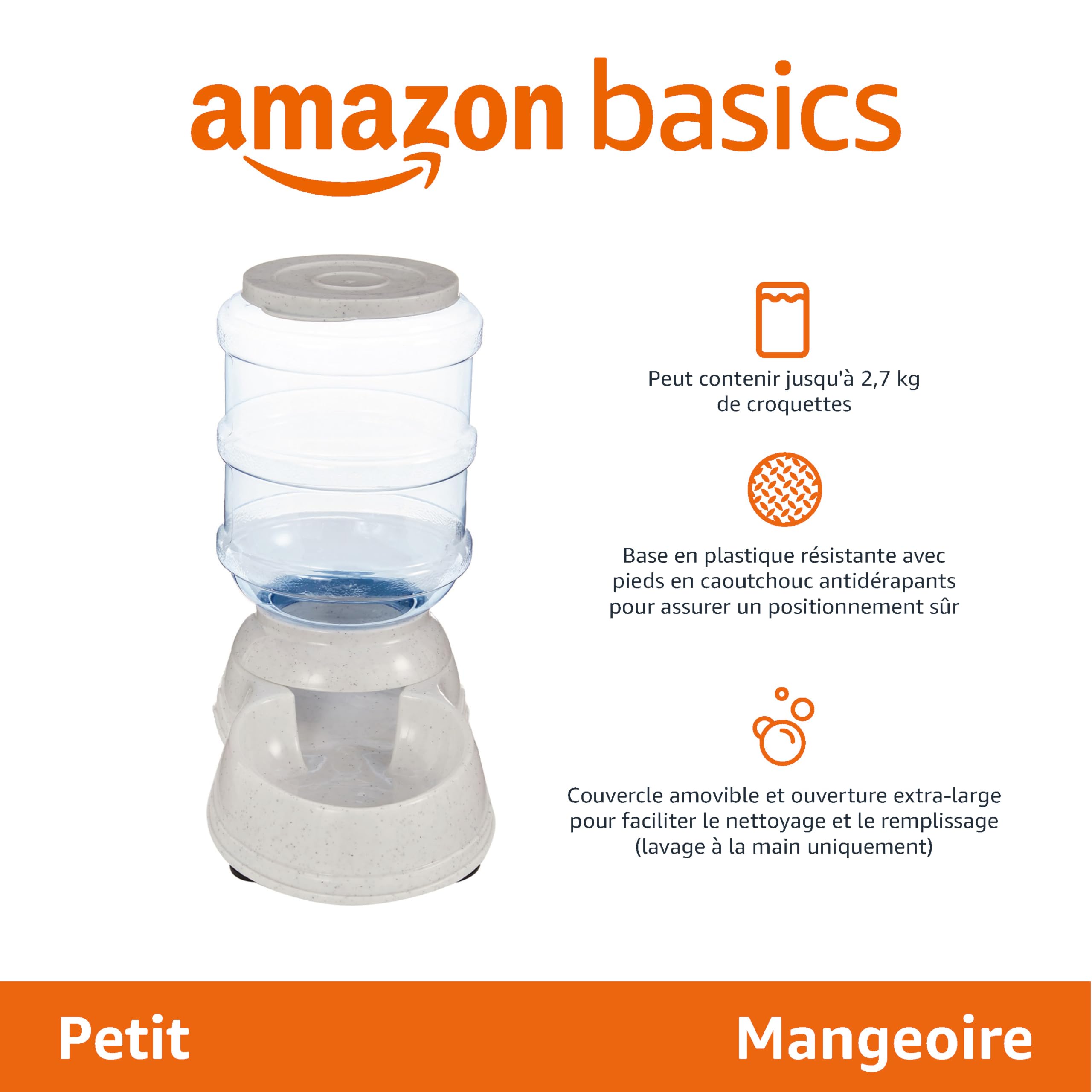Amazon Basics Distributeur d'eau 1 gallons pour Chiens et chats, 3.8 litres, Petite taille, Transparent