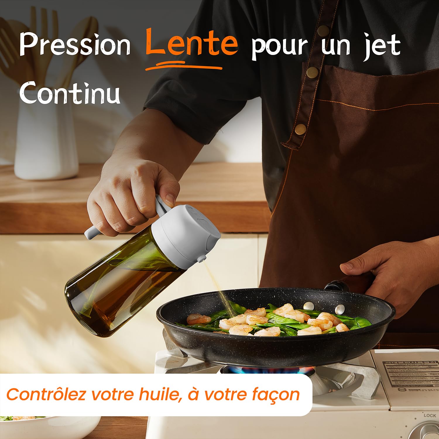 TrendPlain Vaporisateur Huile Cuisine 470ml – Spray 2-en-1 Air Fryer, Salades & Cuisson (Noir)