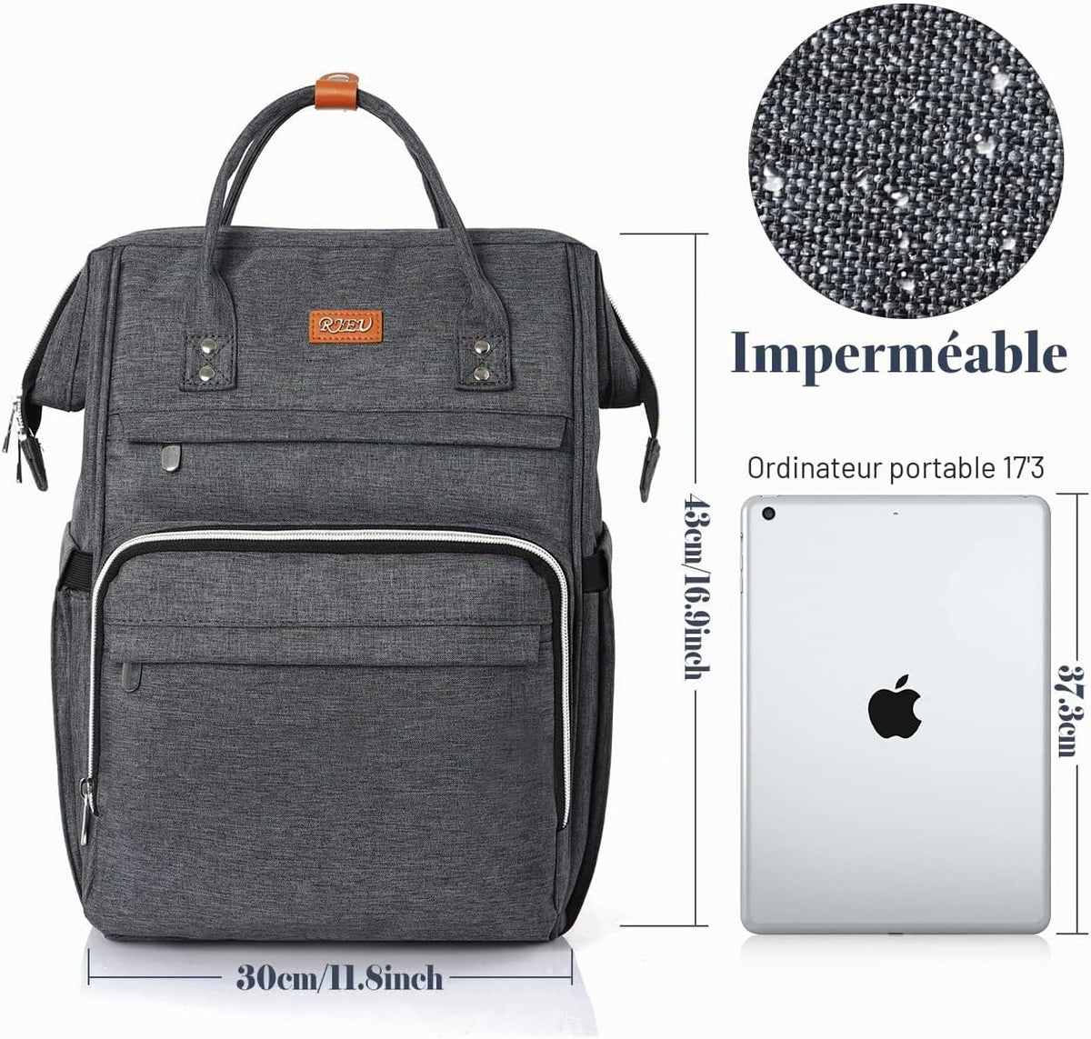Sac à Dos Femme – Ordinateur Portable 15,6" & 17,3", Port USB, Poche RFID, Grande Capacité – École, Travail, Voyage