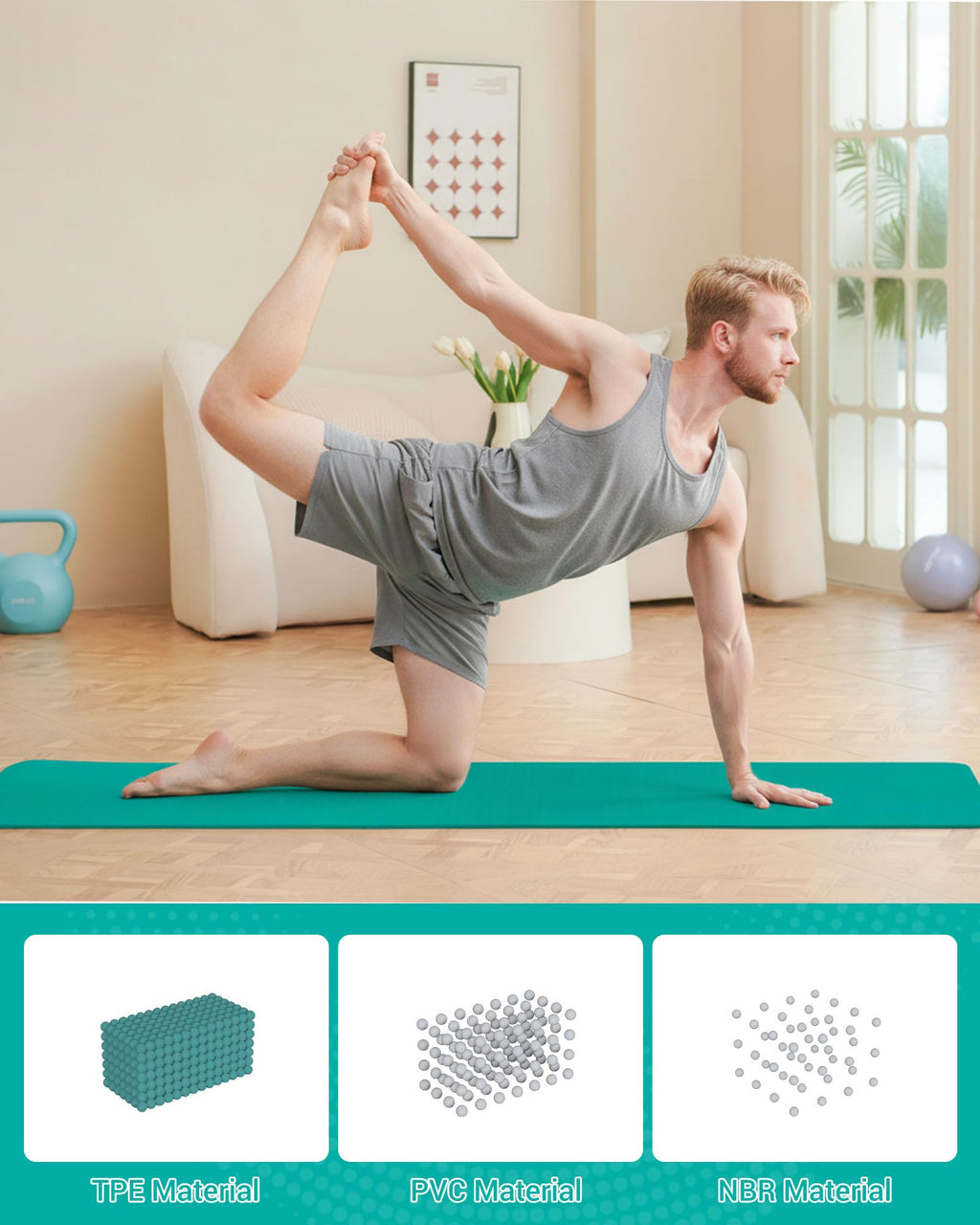 Good Nite Tapis de Yoga de Gymnastique de Exercice Fitness Tapis Fitness Antidérapant de Sport de Pilates avec Sangle de Transport 183 x 61 x 0,6 cm