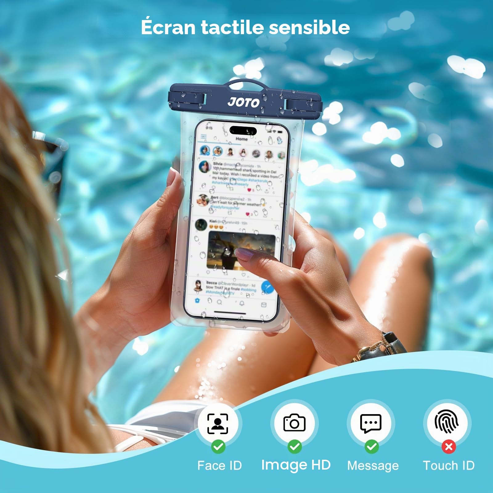 JOTO Pochette Étanche Smartphone IPX8 – Lot de 2, Compatible iPhone 17 à 11, Samsung Galaxy, Redmi, jusqu'à 7 Pouces