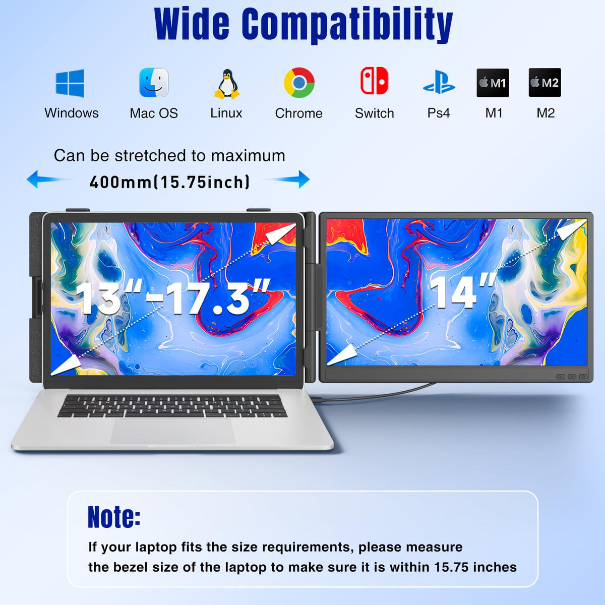 KEFEYA Écran Portable 14" – Extension Écran PC Triple & Double, FHD 1080P 100% sRGB, Plug & Play – Windows, Mac, Android, Switch, PS5