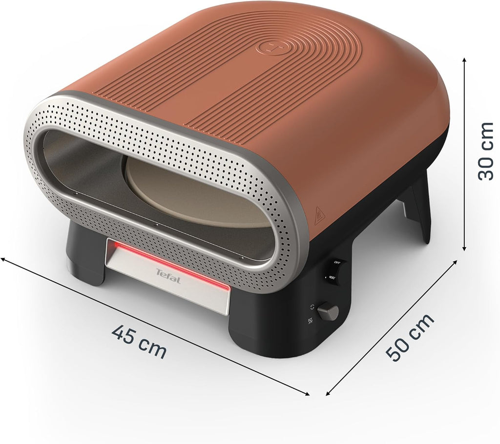 Tefal Pizza Pronto JM600TE0 – Four à Pizza Électrique d'Extérieur 2600W, Pierre Rotative, 400°C
