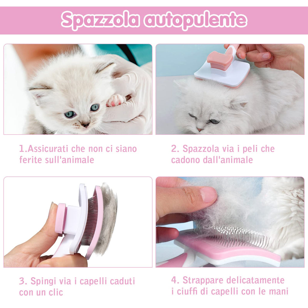Brosse Autonettoyante Vinabo Chien & Chat – Poils Longs & Courts, Démêlané Doux