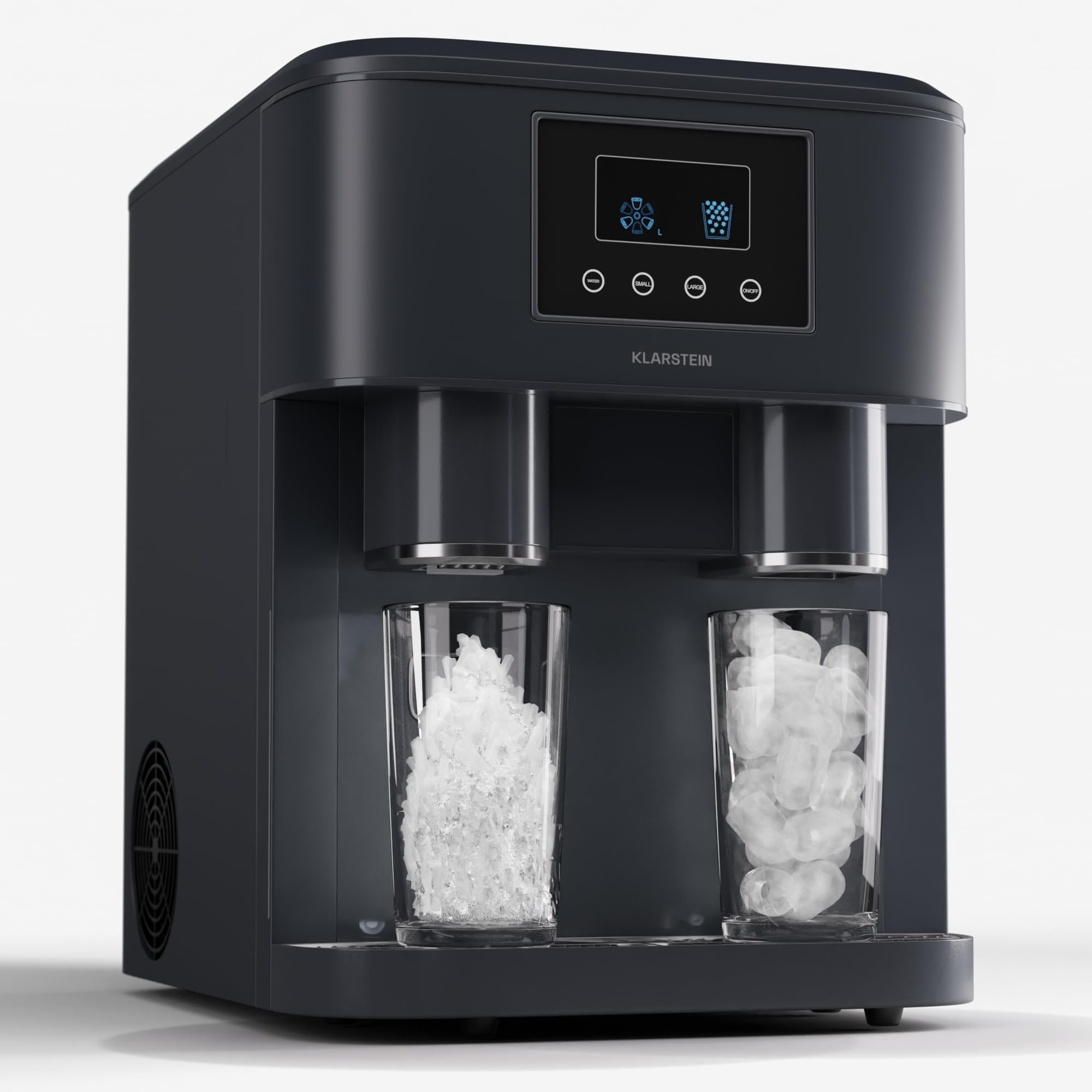 Klarstein Eiszeit Crush Machine à Glaçons Argent – réservoir 1,8 L, 15 kg/24 h, glaçons en 12 min, ~16/cycle | Glace pilée, écran tactile, alarmes