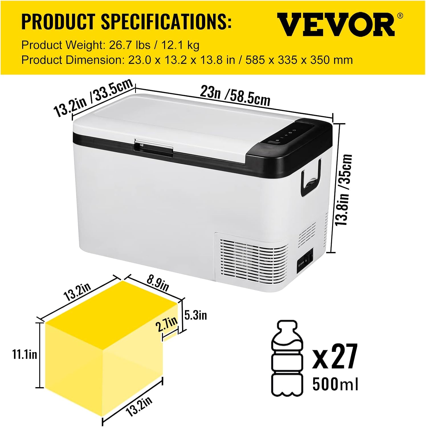 VEVOR Glacière Électrique Voiture, 45 L, Réfrigérateur Portable à Compression, 60 W, Mini Frigo, 69,3x34,5x45,6 cm, Glacière Électrique, Mini Congélateur Compresseur pour Maison/Voiture/Camping