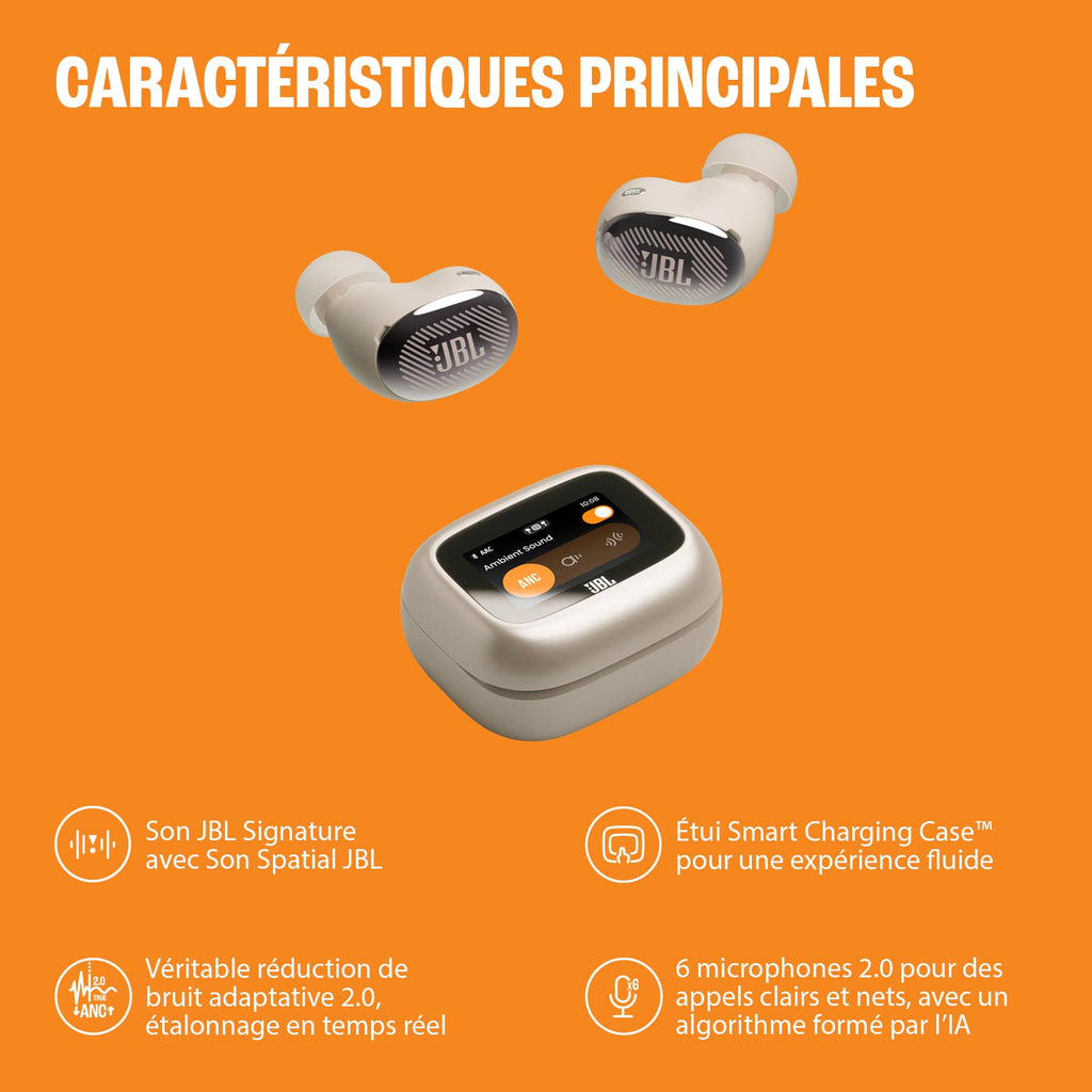 JBL Live Beam 4 – Écouteurs True Wireless ANC Adaptatif, 48h, IP55, Smart Charging Case