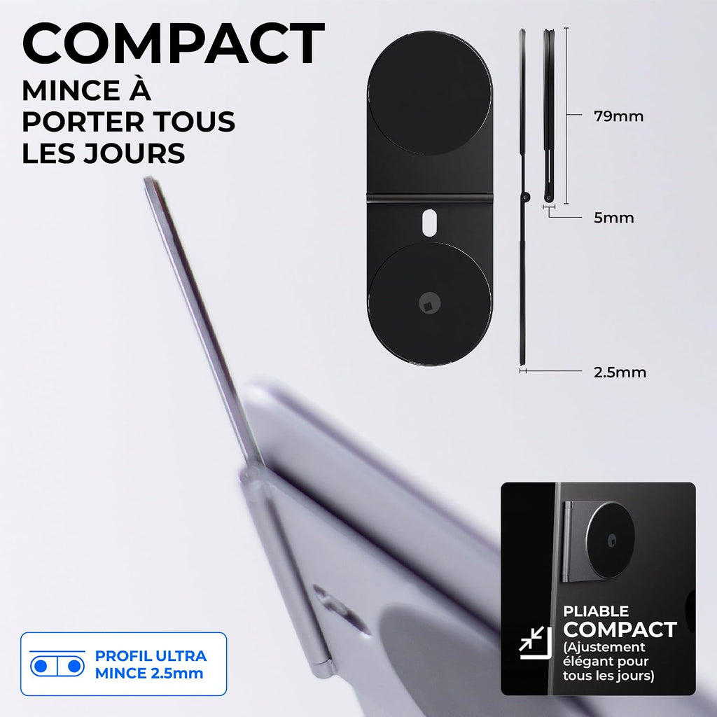 Rolling Square Edge Pro Core – Support Téléphone Magnétique pour PC Portable & Tablette – Compatible MagSafe & Tous Téléphones – Bureau, Gaming