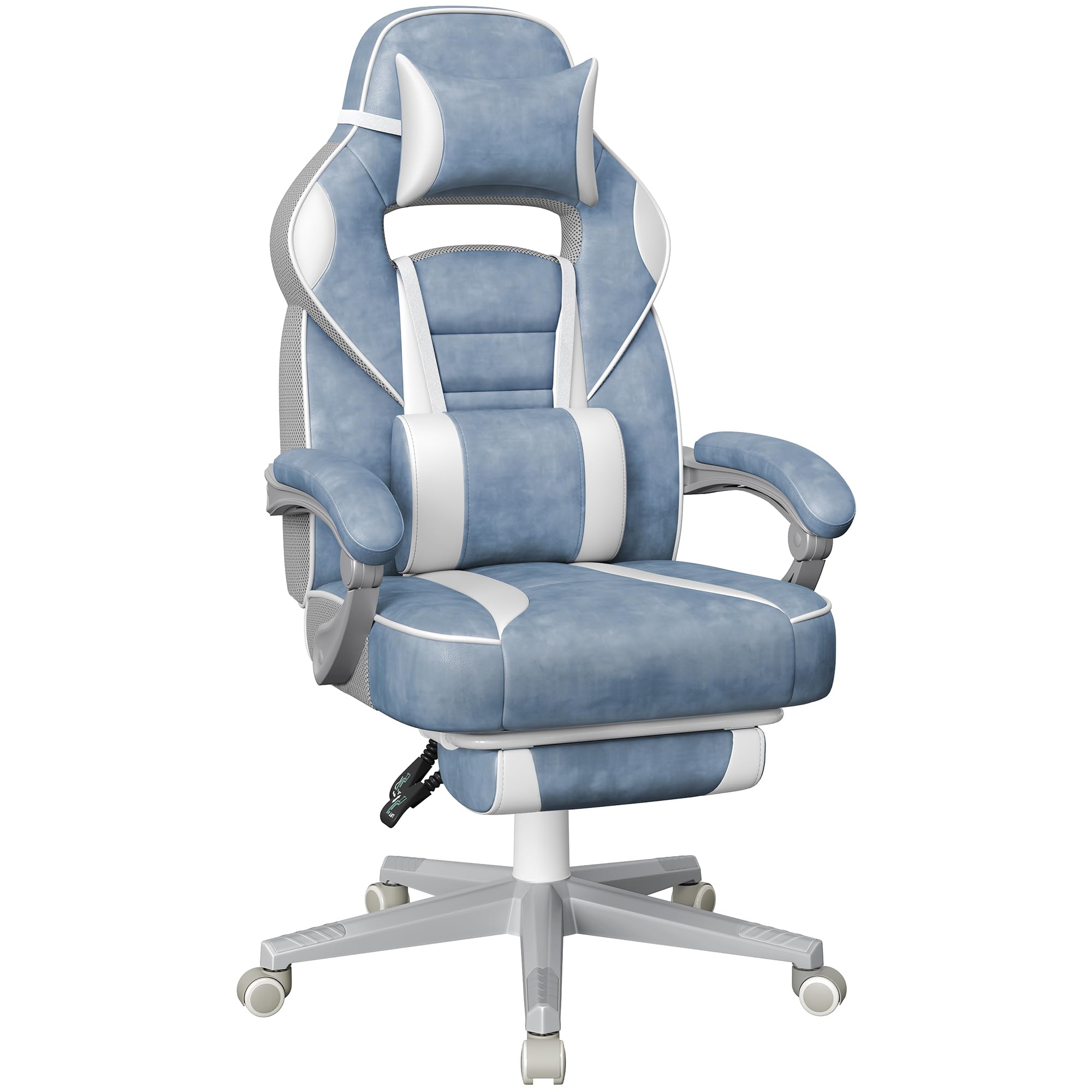 SONGMICS Fauteuil de Bureau Gaming OBG073B03 – Ergonomique, Repose-pieds, Appui-tête, 150 kg