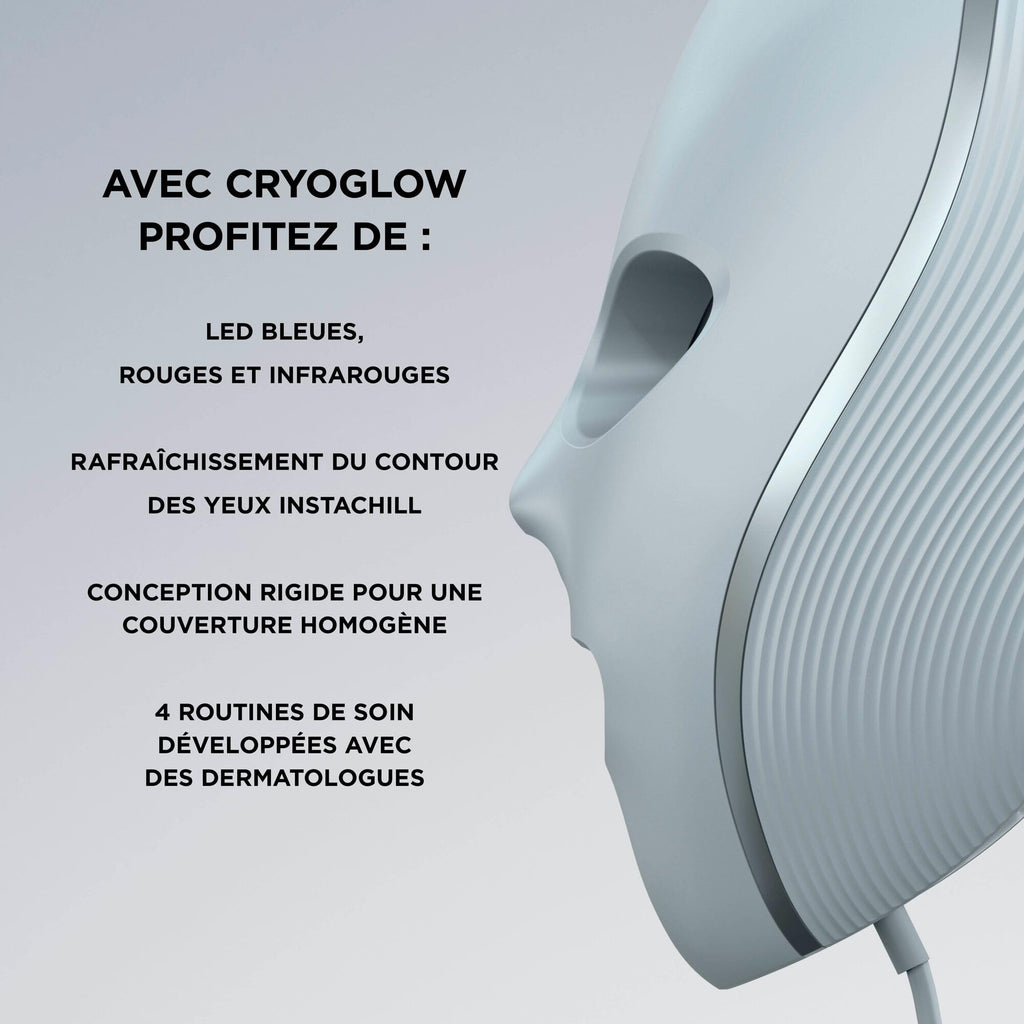 Masque LED Shark CryoGlow avec rafraîchissement du contour des yeux, LED rouge et bleue, Photothérapie par lumière infrarouge, USB-C, Télécommande, Sac de rangement, Sangles réglables