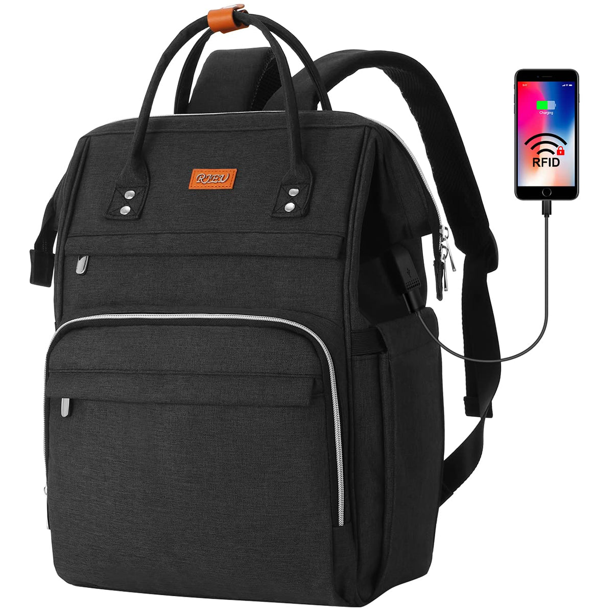 Sac à Dos Femme – Ordinateur Portable 15,6" & 17,3", Port USB, Poche RFID, Grande Capacité – École, Travail, Voyage