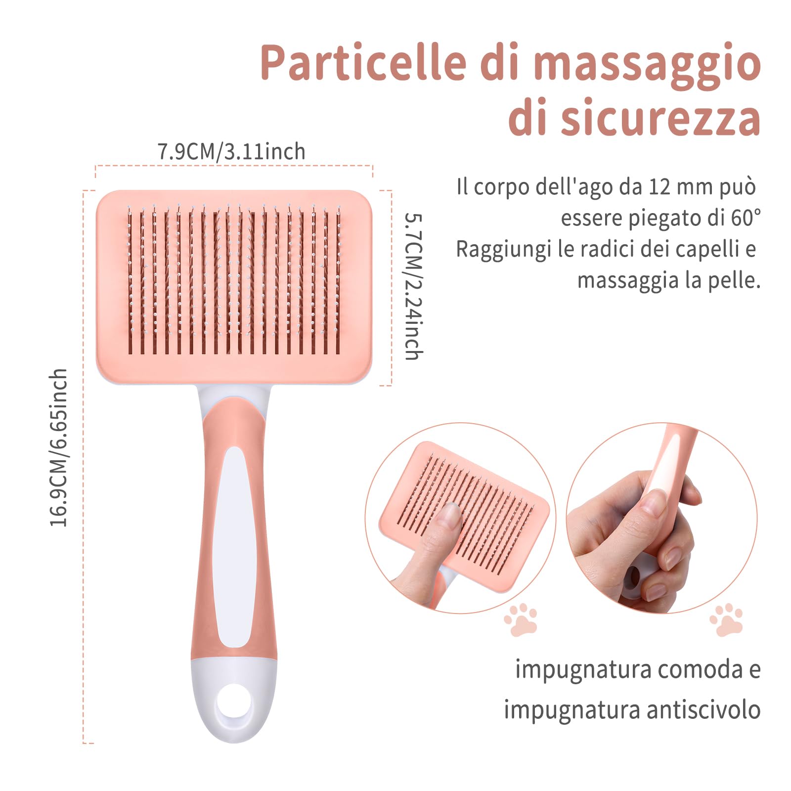 Brosse Autonettoyante Vinabo Chien & Chat – Poils Longs & Courts, Démêlané Doux