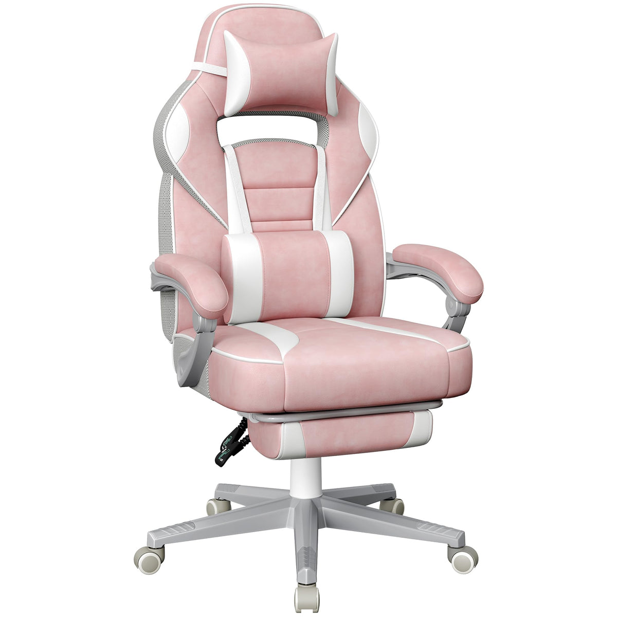SONGMICS Fauteuil de Bureau Gaming OBG073B03 – Ergonomique, Repose-pieds, Appui-tête, 150 kg
