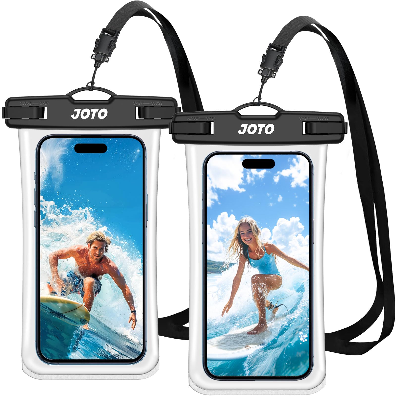 JOTO Pochette Étanche Smartphone IPX8 – Lot de 2, Compatible iPhone 17 à 11, Samsung Galaxy, Redmi, jusqu'à 7 Pouces