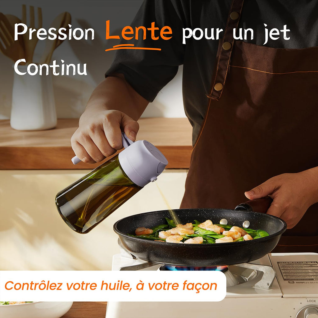 TrendPlain Vaporisateur Huile Cuisine 470ml – Spray 2-en-1 Air Fryer, Salades & Cuisson (Noir)