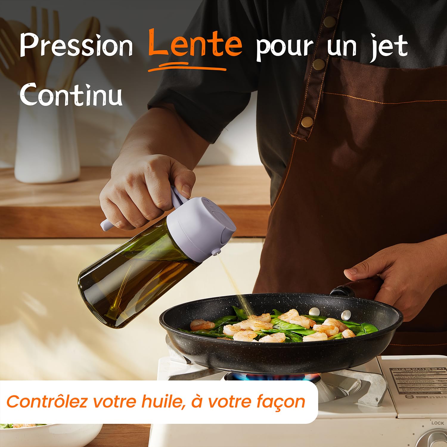 TrendPlain Vaporisateur Huile Cuisine 470ml – Spray 2-en-1 Air Fryer, Salades & Cuisson (Noir)