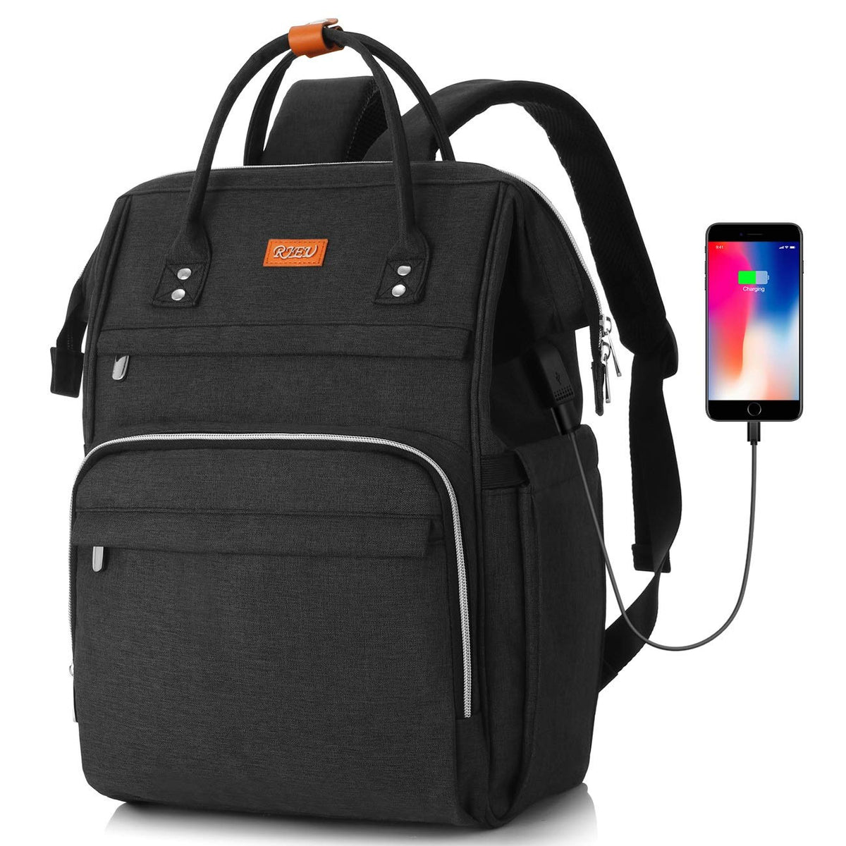 Sac à Dos Femme – Ordinateur Portable 15,6" & 17,3", Port USB, Poche RFID, Grande Capacité – École, Travail, Voyage