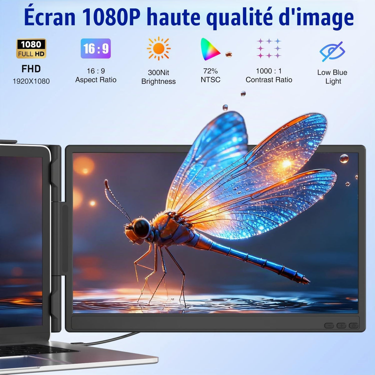 KEFEYA Écran Portable 14" – Extension Écran PC Triple & Double, FHD 1080P 100% sRGB, Plug & Play – Windows, Mac, Android, Switch, PS5