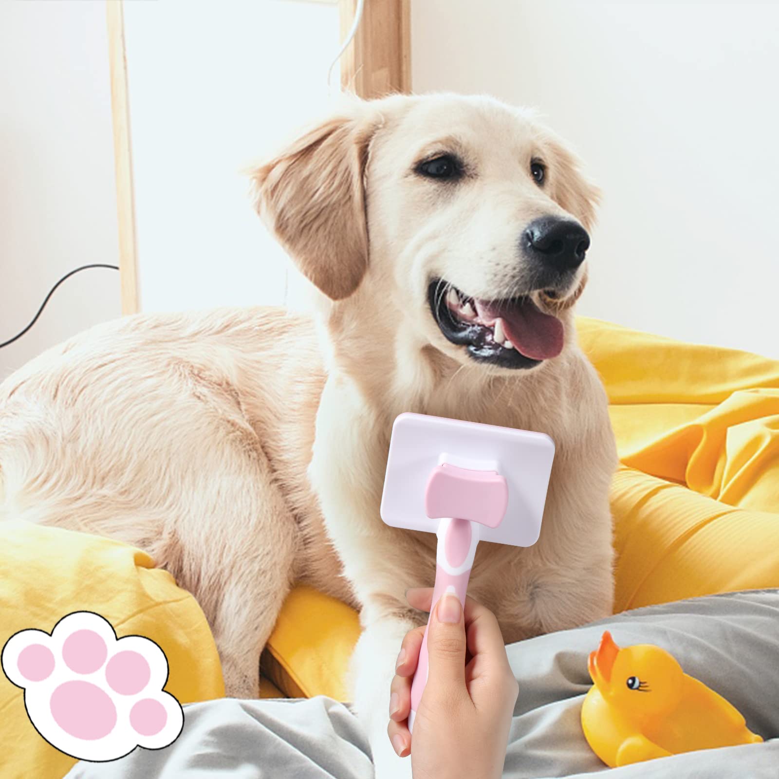 Brosse Autonettoyante Vinabo Chien & Chat – Poils Longs & Courts, Démêlané Doux