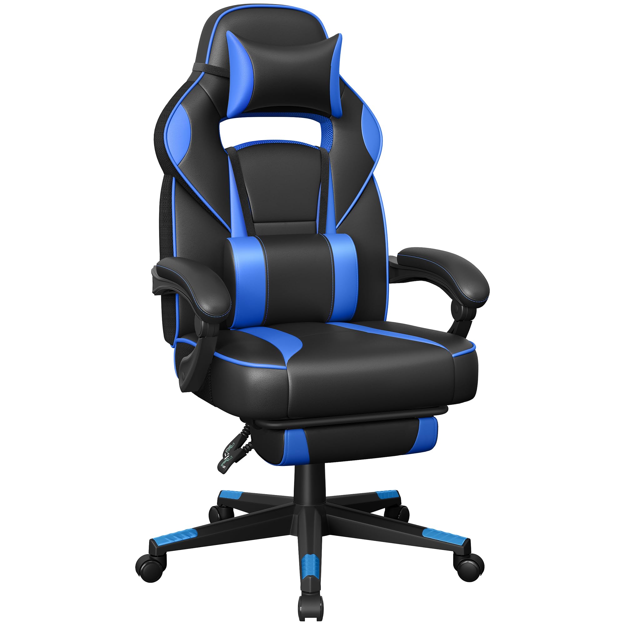 SONGMICS Fauteuil de Bureau Gaming OBG073B03 – Ergonomique, Repose-pieds, Appui-tête, 150 kg