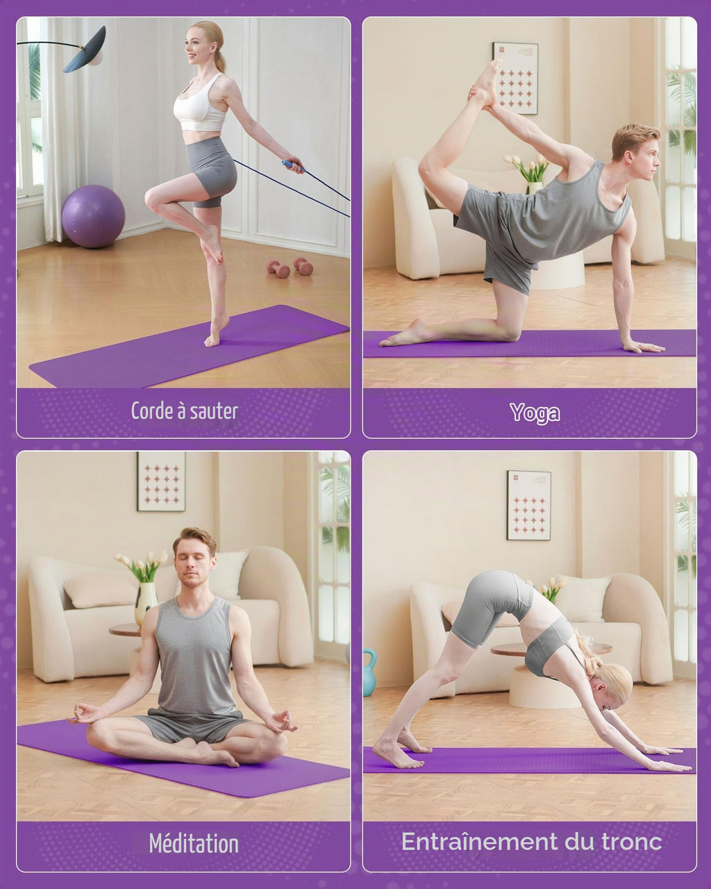 Good Nite Tapis de Yoga de Gymnastique de Exercice Fitness Tapis Fitness Antidérapant de Sport de Pilates avec Sangle de Transport 183 x 61 x 0,6 cm