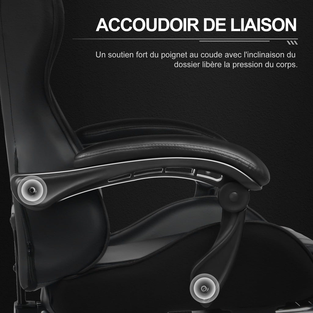 GTPLAYER Chaise Gaming Ergonomique, Fauteuil Gamer, Chaise Bureau, Dossier réglable à 135°, Hauteur Réglable, Repose-Pieds rétractables, Simili Cuir, Supporte 150 kg, Bleu