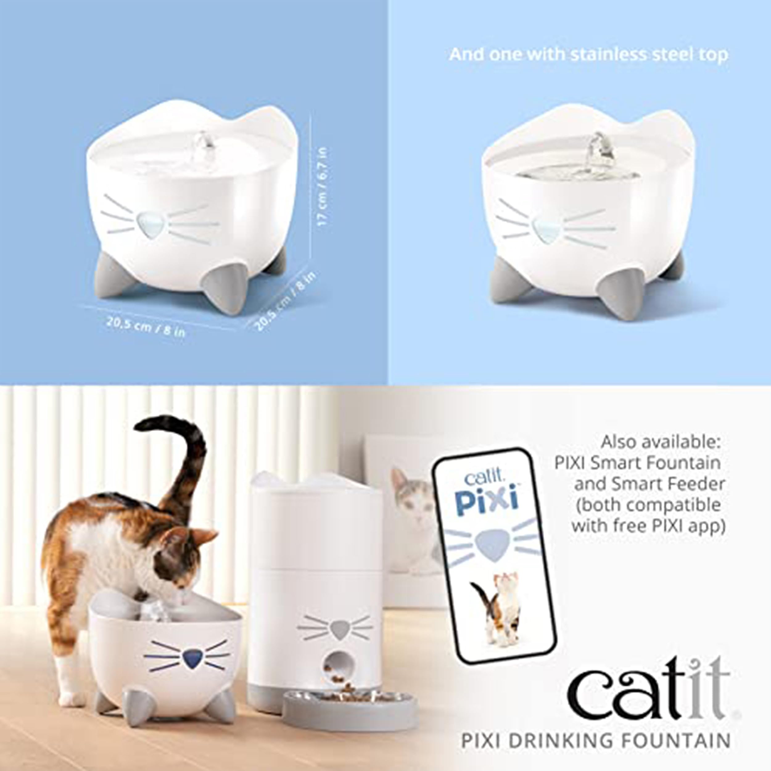 Catit Pixi Fontaine à Eau pour Chat 2,5 L Blanc