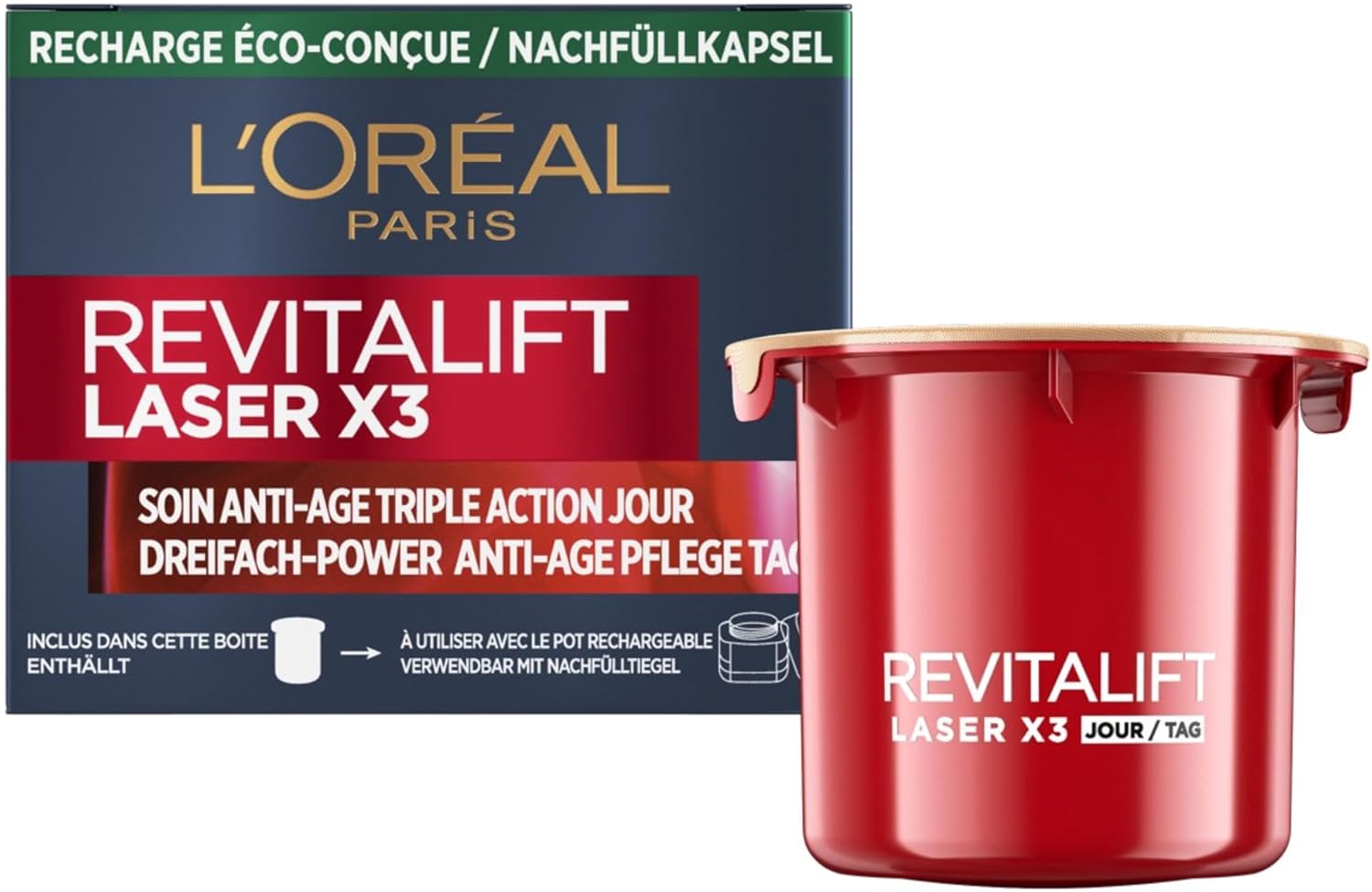 L'Oréal Paris Revitalift Laser X3 - Crème de Jour Anti-Âge FPS 25 - Acide Hyaluronique, Pro-Rétinol & Vitamine C - 50ml