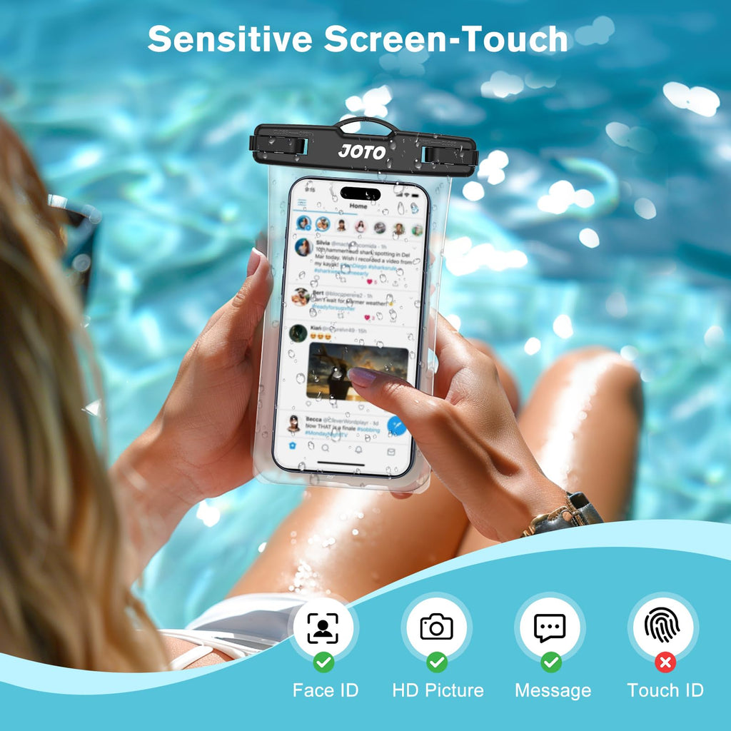 JOTO Pochette Étanche Smartphone IPX8 – Lot de 2, Compatible iPhone 17 à 11, Samsung Galaxy, Redmi, jusqu'à 7 Pouces