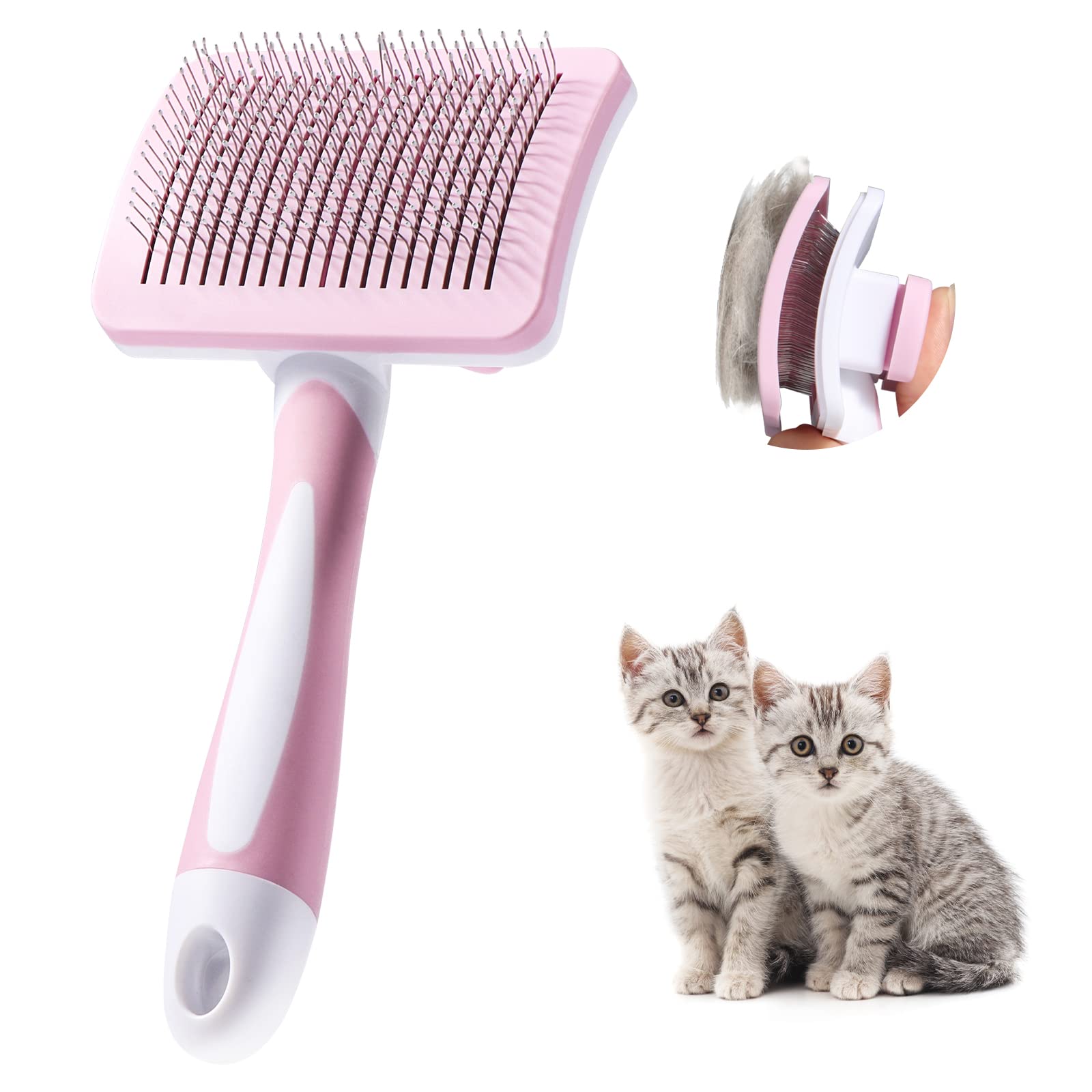 Brosse Autonettoyante Vinabo Chien & Chat – Poils Longs & Courts, Démêlané Doux
