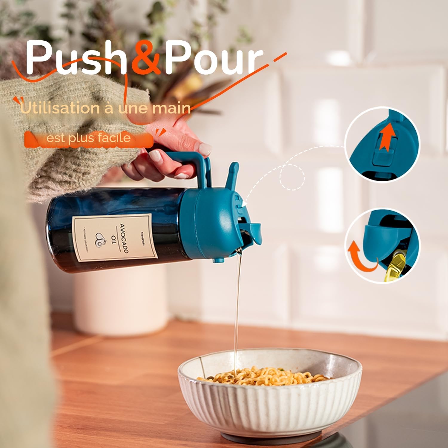 TrendPlain Vaporisateur Huile Cuisine 470ml – Spray 2-en-1 Air Fryer, Salades & Cuisson (Noir)