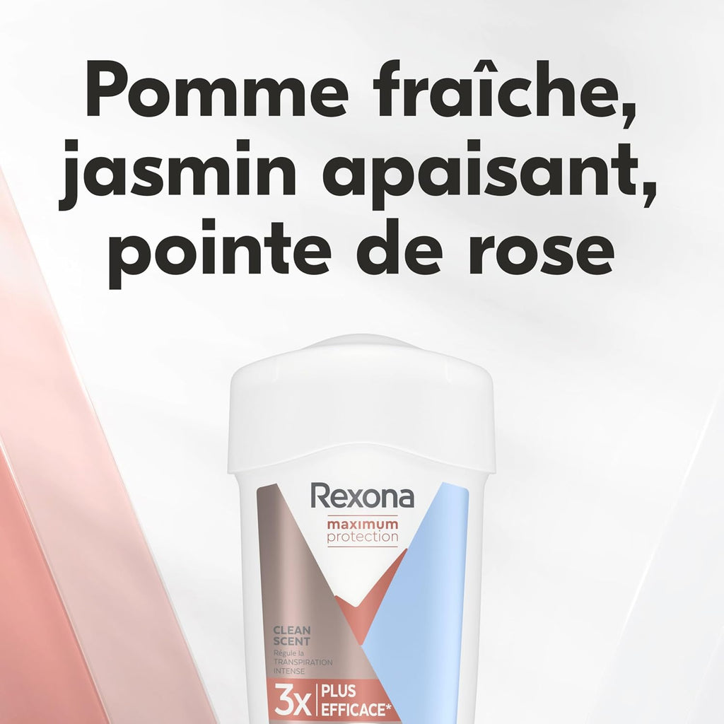 Rexona Maximum Protection Déodorant Femme Stick Clean Scent 45ml – Anti-Transpirant 96h