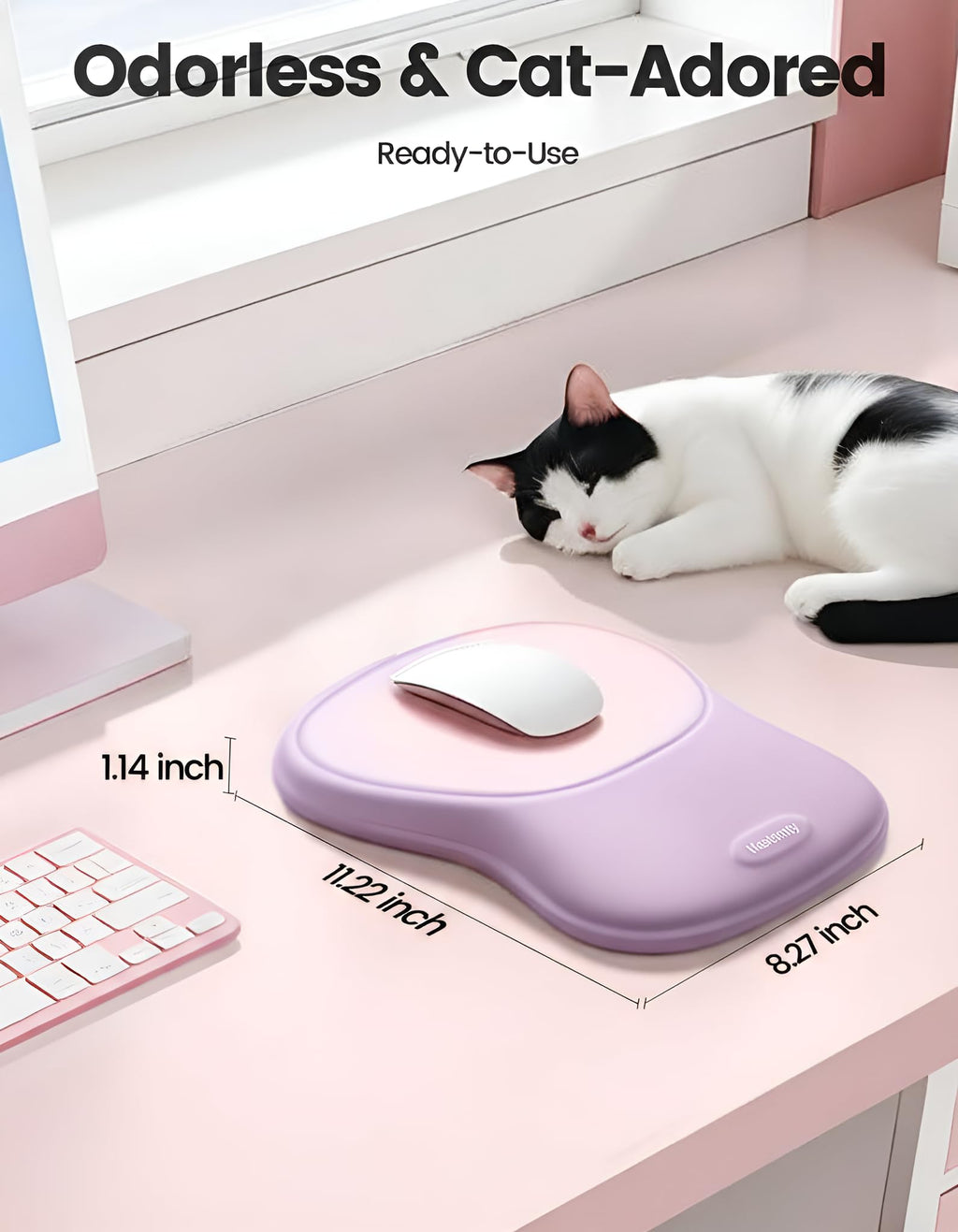 Meatanty Tapis de Souris Ergonomique avec Repose-Poignet en Mousse Mémoire – Antidérapant, Gaming & Bureau
