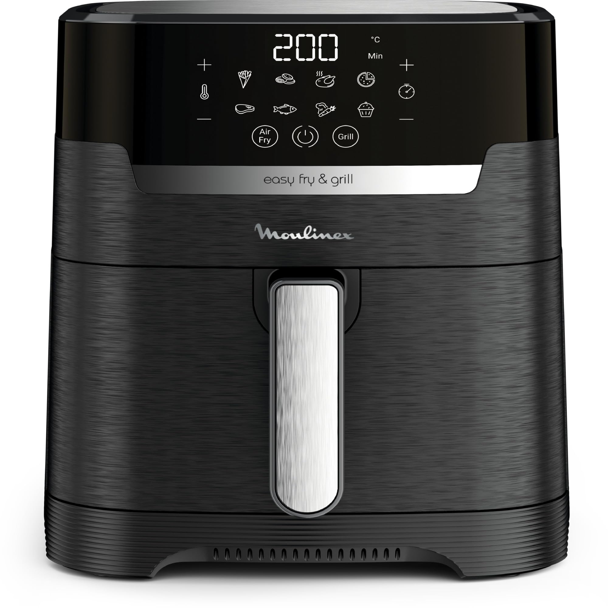 Moulinex Friteuse sans huile + Gril, Capacité XL 4,6L, Jusqu'à 6 personnes, 8 Programmes automatiques, Air Fryer, Ecran tactile digital, Température réglable, Easy Fry & Grill 2en1, EZ505810