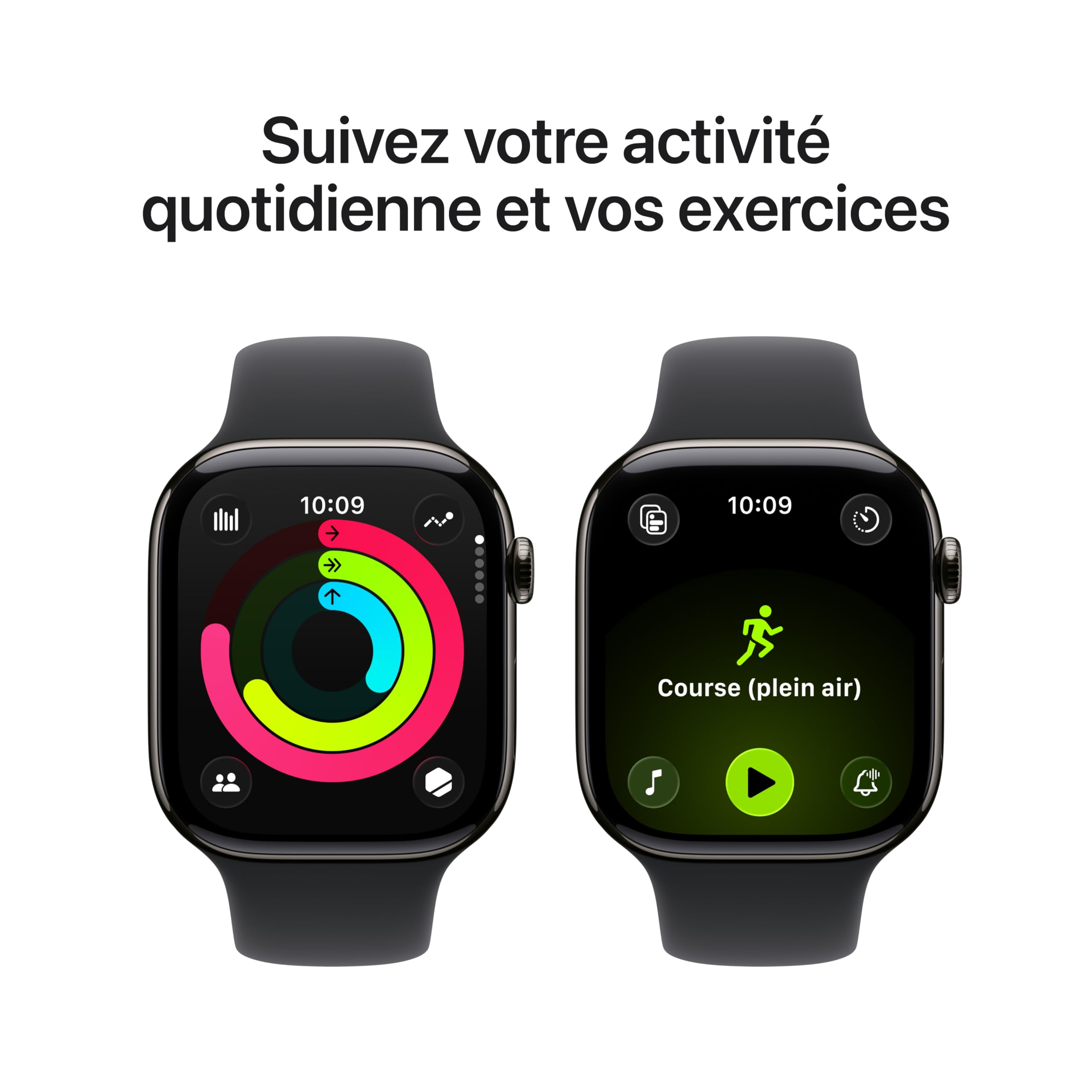 Apple Watch Series 11 GPS + Cellular 46 mm – Boîtier Gris sidéral, Bracelet Sport Noir