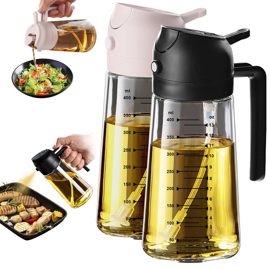 TrendPlain Vaporisateur Huile Cuisine 470ml – Spray 2-en-1 Air Fryer, Salades & Cuisson (Noir)