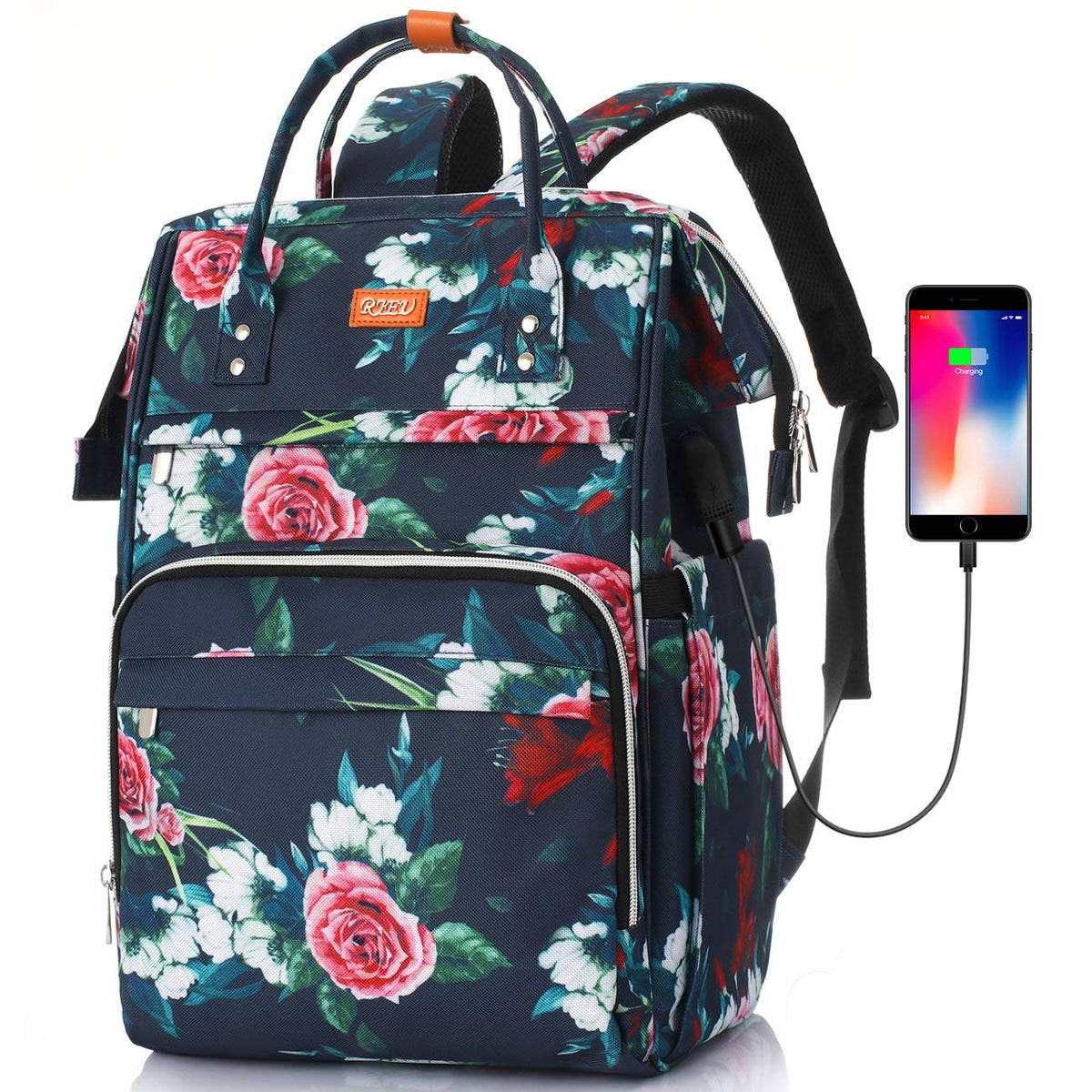 Sac à Dos Femme – Ordinateur Portable 15,6" & 17,3", Port USB, Poche RFID, Grande Capacité – École, Travail, Voyage