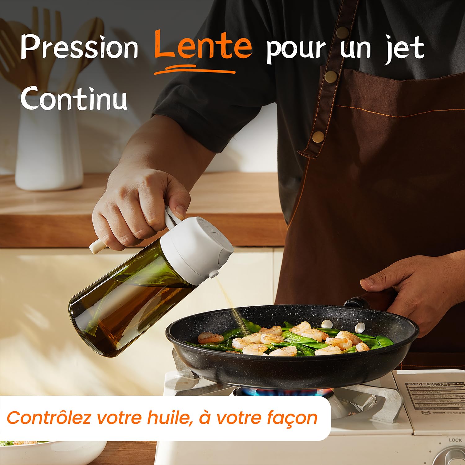 TrendPlain Vaporisateur Huile Cuisine 470ml – Spray 2-en-1 Air Fryer, Salades & Cuisson (Noir)