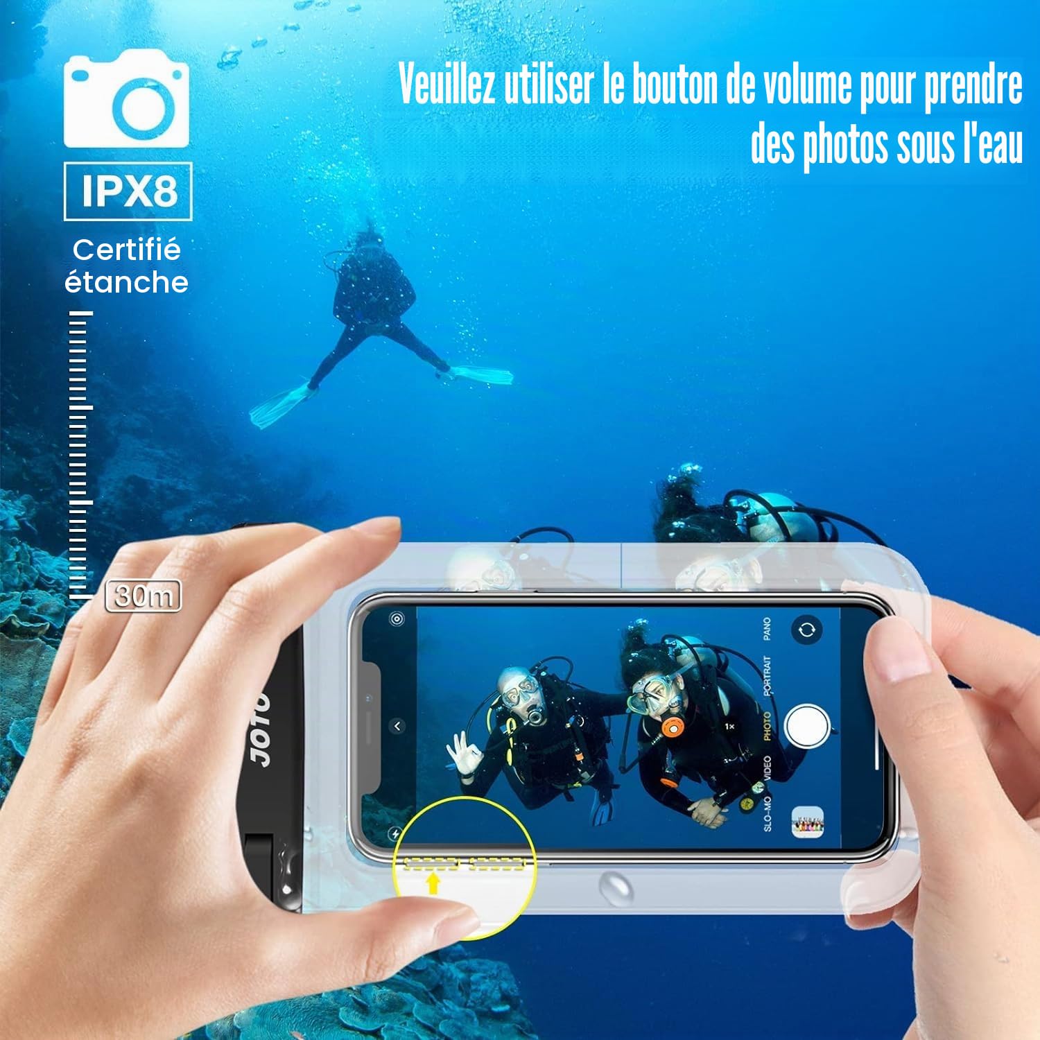 JOTO Pochette Étanche Smartphone IPX8 – Lot de 2, Compatible iPhone 17 à 11, Samsung Galaxy, Redmi, jusqu'à 7 Pouces