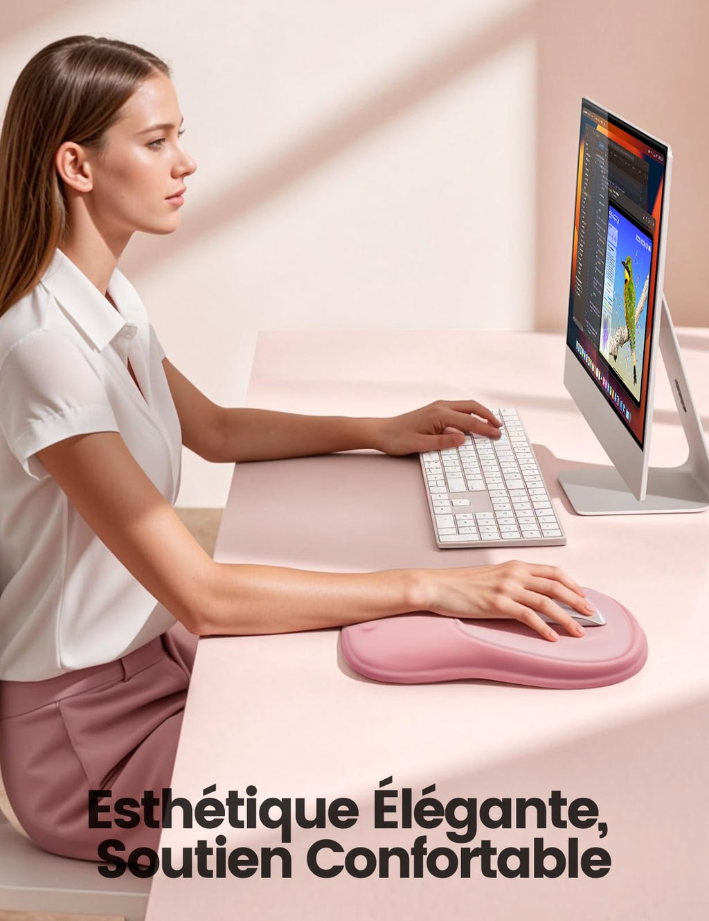 Meatanty Tapis de Souris Ergonomique avec Repose-Poignet en Mousse Mémoire – Antidérapant, Gaming & Bureau