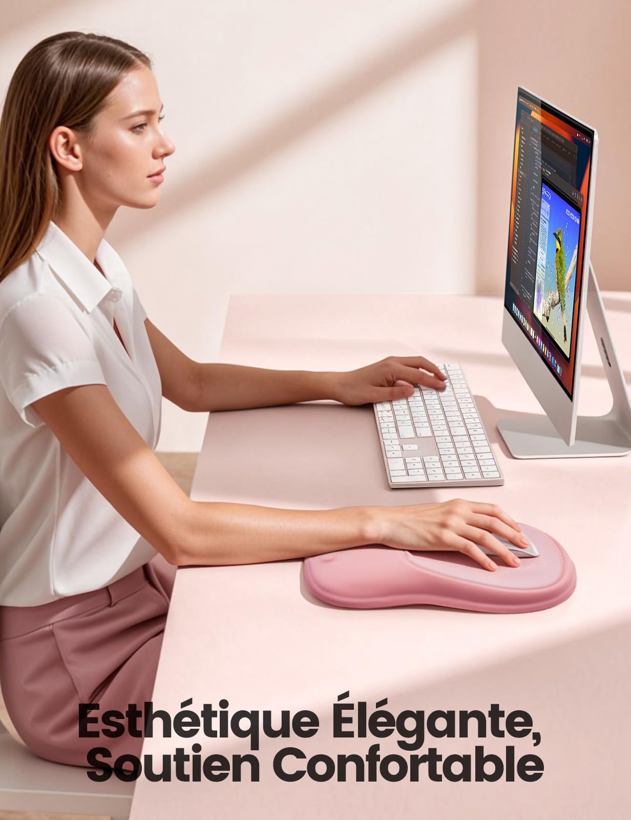 Meatanty Tapis de Souris Ergonomique avec Repose-Poignet en Mousse Mémoire – Antidérapant, Gaming & Bureau