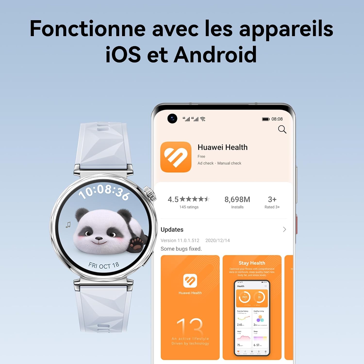HUAWEI Watch GT 5 41mm Montre Connectée, Design aux Lignes épurées, Nouvelle expérience de Course à Pieds et de Cyclisme, Suivi de la santé, Jusqu'à 7 Jours d'autonomie, iOS & Android, Or