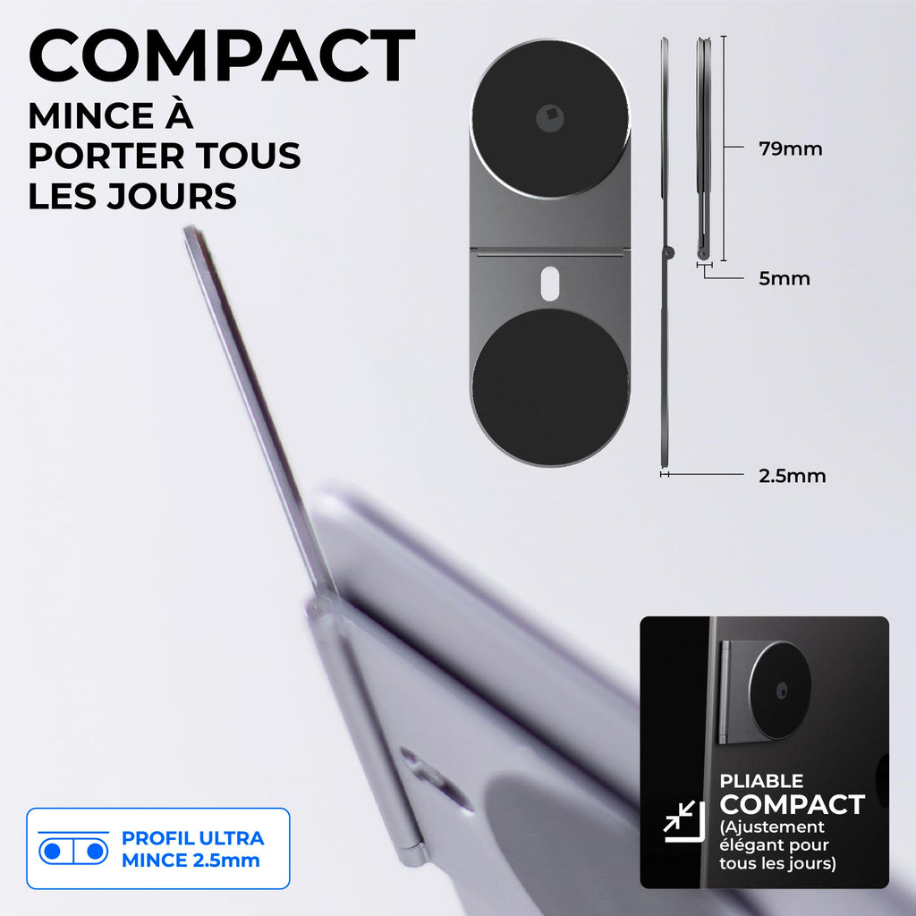 Rolling Square Edge Pro Core – Support Téléphone Magnétique pour PC Portable & Tablette – Compatible MagSafe & Tous Téléphones – Bureau, Gaming