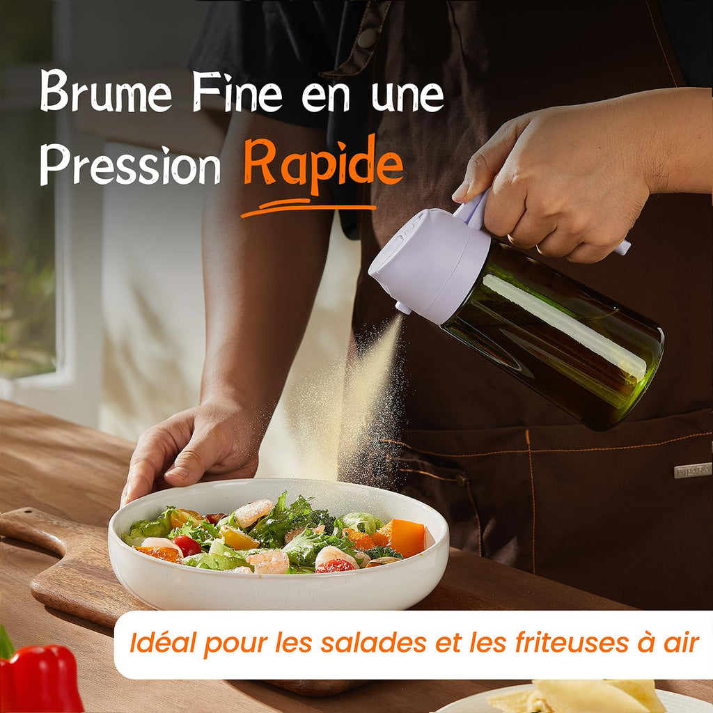 TrendPlain Vaporisateur Huile Cuisine 470ml – Spray 2-en-1 Air Fryer, Salades & Cuisson (Noir)